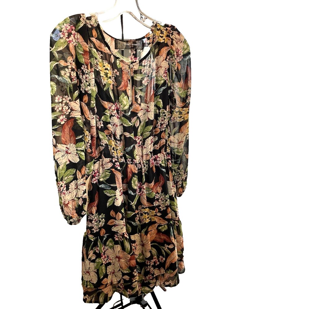 Code X Mode Woman's Multicolored Floral Sheer Dress With Pockets  Size XS